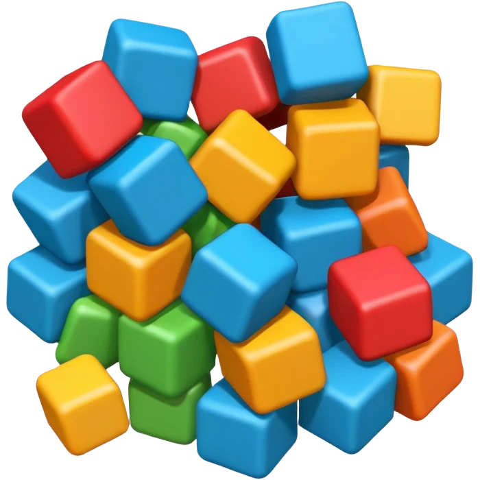 Block blast all forming an hexagon irregular but no hexagons, mized 3d emoji