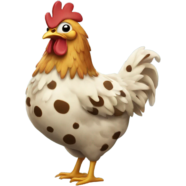 Spotted chicken in the rain  emoji