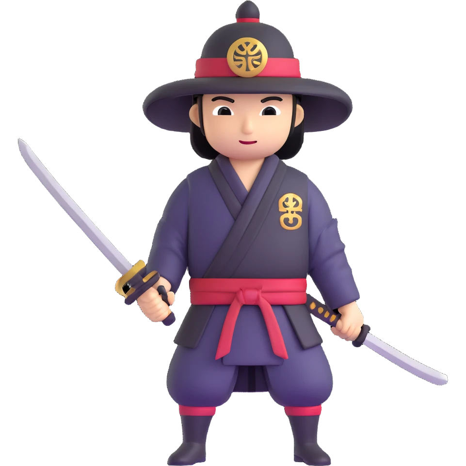 samurai sword and hat emoji