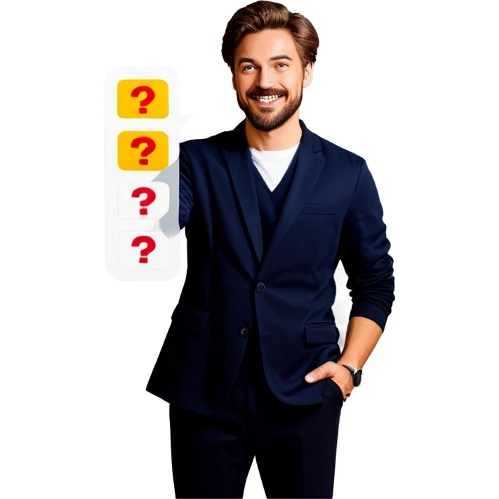 Man with a correct answer emoji