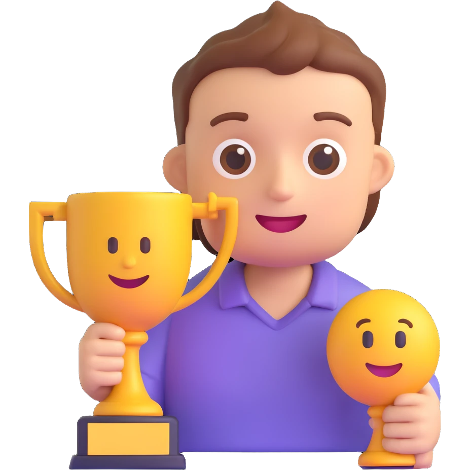 an emoji of emoji holding a trophy emoji