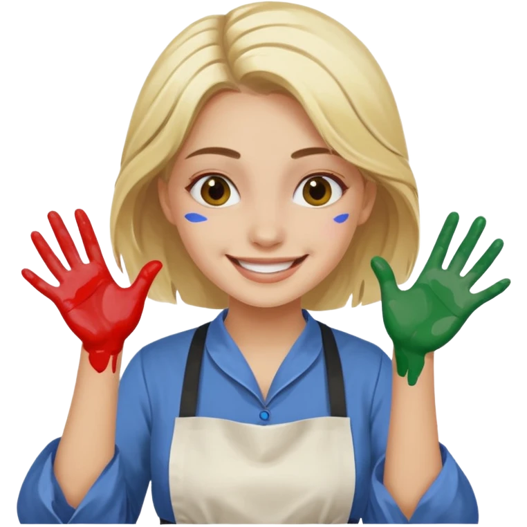 Young Women painting smilling tablier emoji