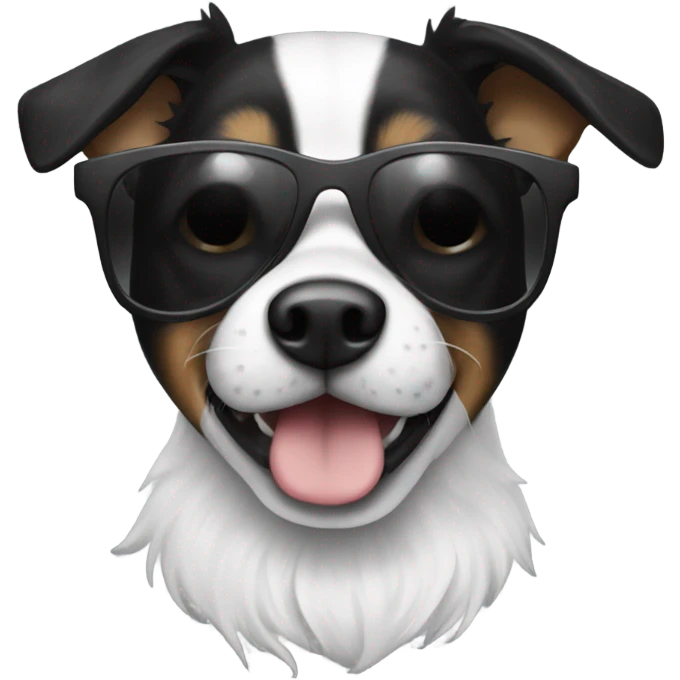 black and white dog with sunglasses  emoji