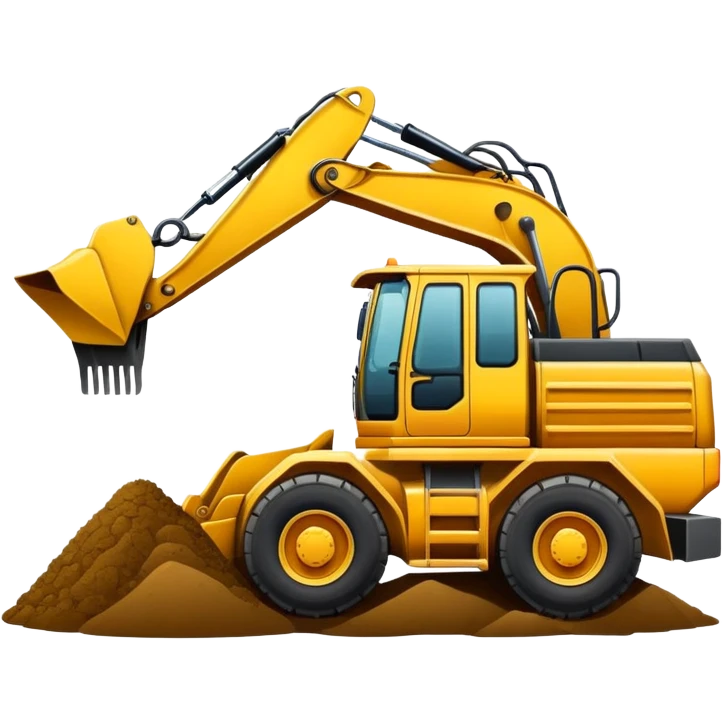 Excavator putting dirt in dump truck emoji