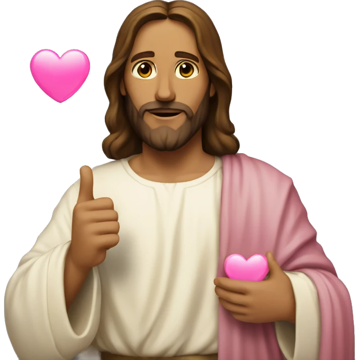 Jesus with a pink heart in his hand emoji