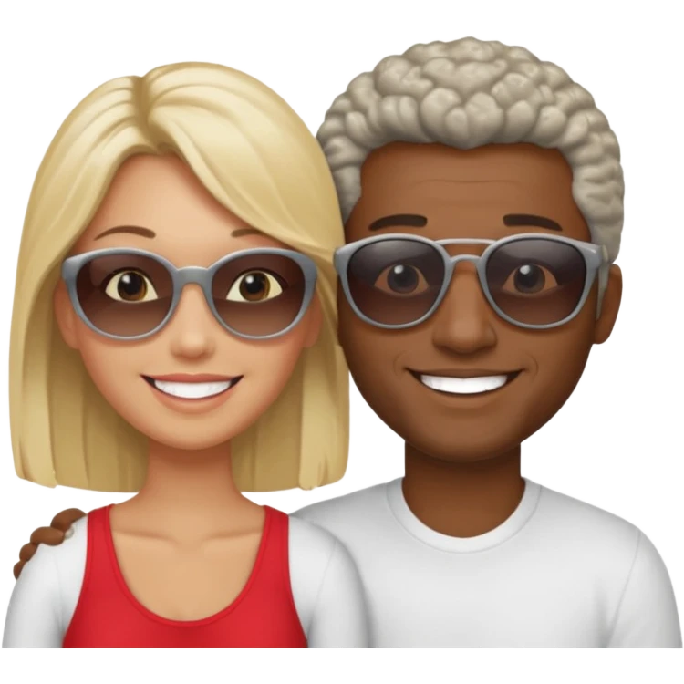 Black man salt n pepper hair smiling with blonde in love on beach emoji