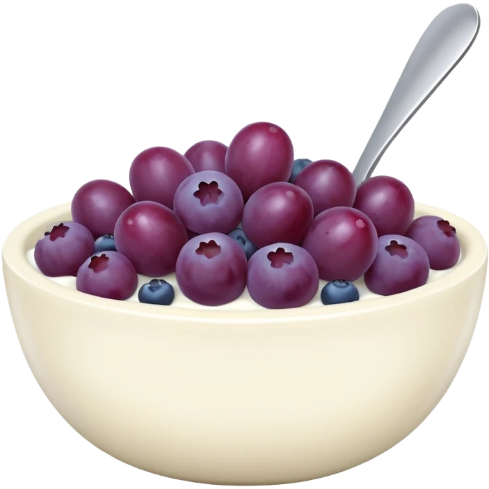 yoghurt bowl with grapes and blueberries emoji