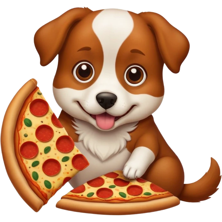 dog eating pizza sitting position emoji