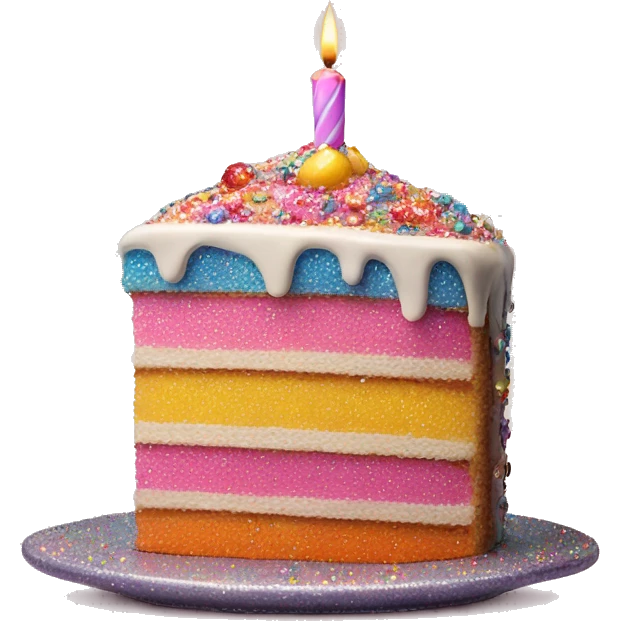 Realistic cake with colorful glitter emoji