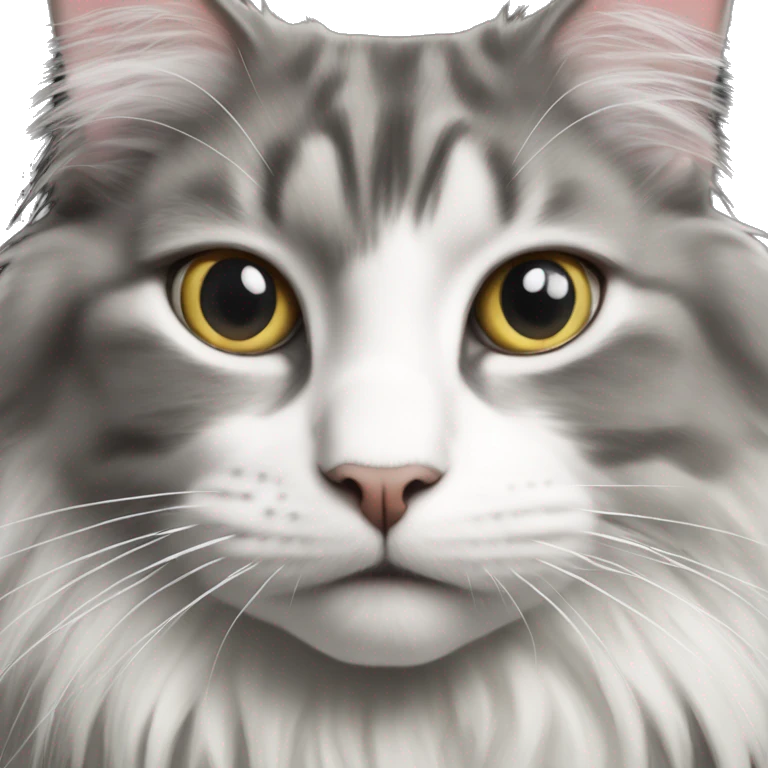 Norwegian forest cat gray and white emoji
