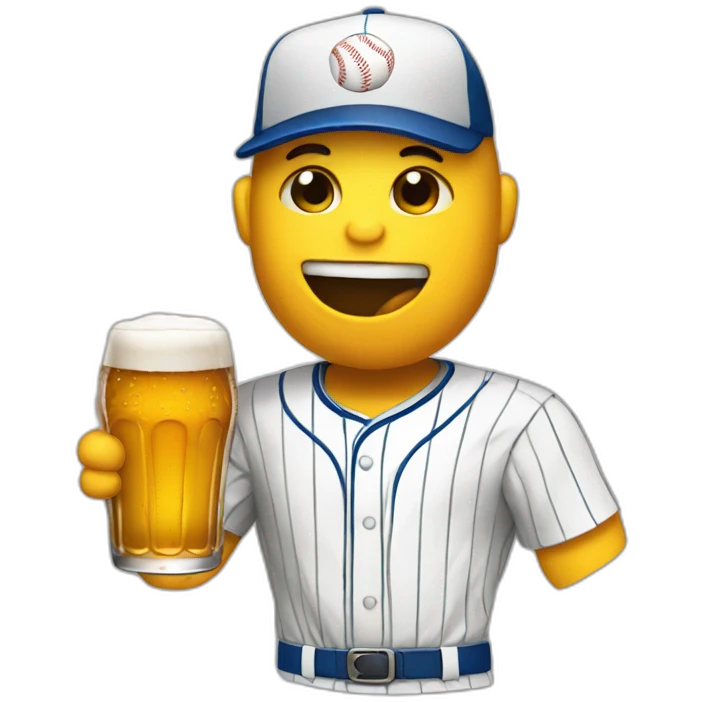 drinking beer with baseball emoji