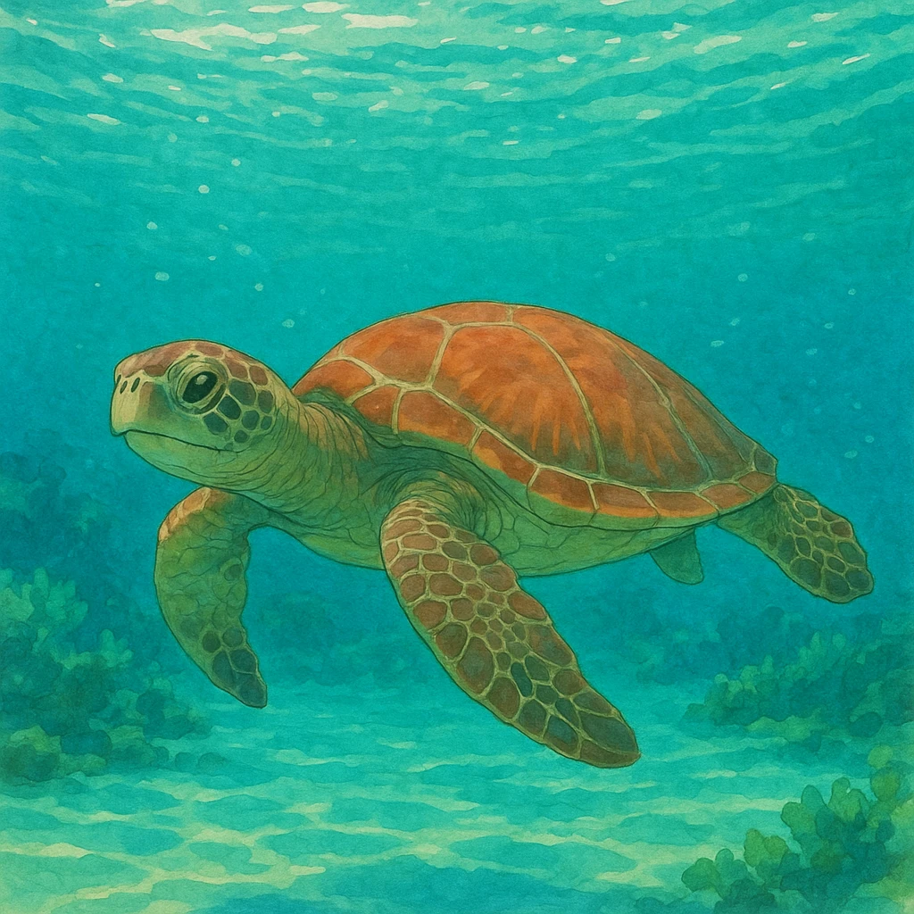 sea turtle in beautiful clear turquoise caribbean sea underwater emoji