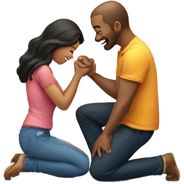 With Man on knees to engage her wife emoji