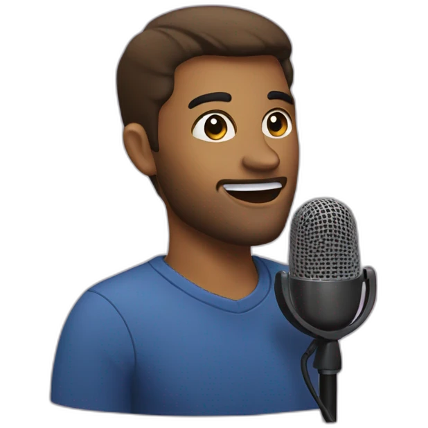 podcast host with microphone emoji