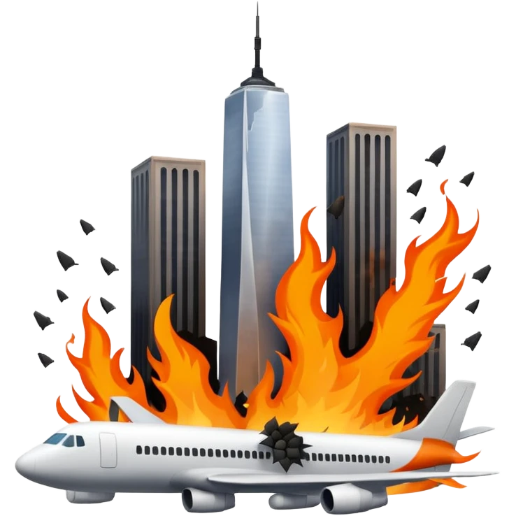 A plane crasing into the twin towers emoji