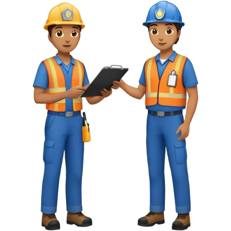 Landscaping company worker talking to another person, full body emoji