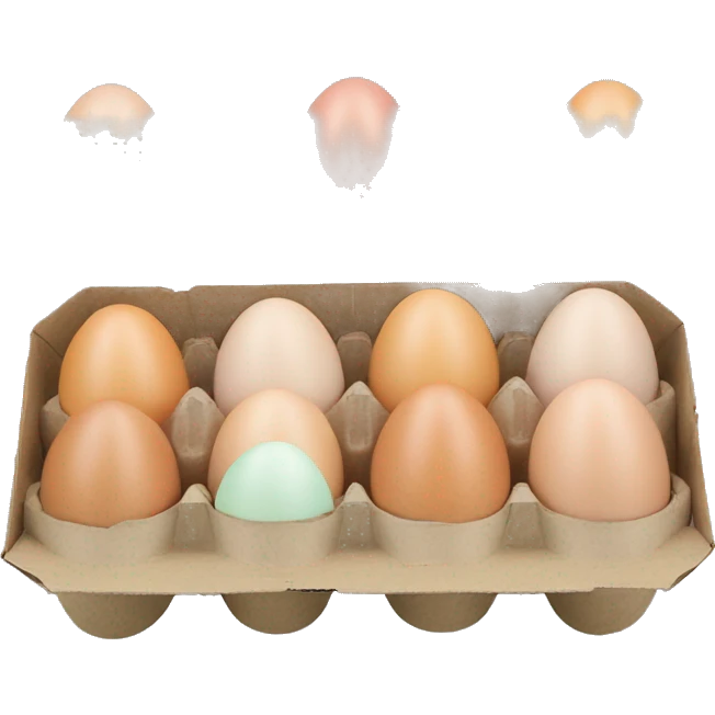 A carton of a dozen of pastel-colored eggs emoji