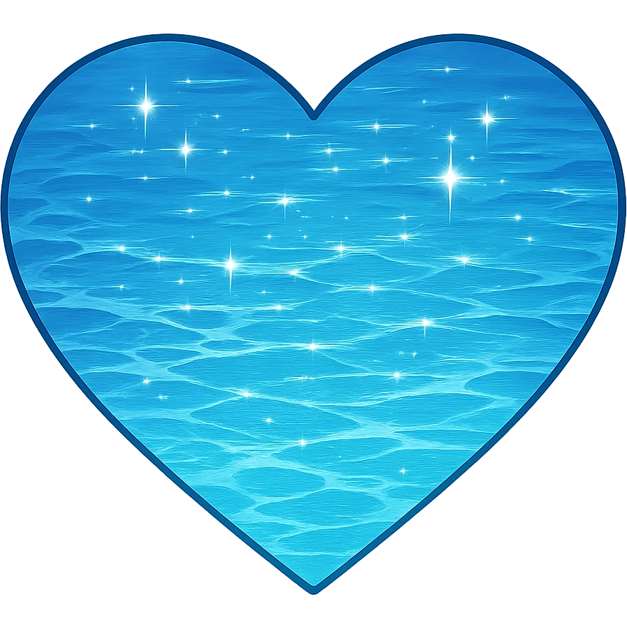 heart with a sparkling sapphire lake, clean digital illustration, no background emoji