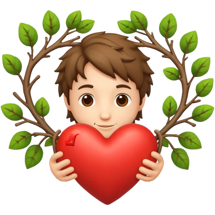 nature bard character heart sign with branches emoji