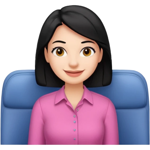A woman wearing a pink shirt with black hair on a plane! emoji