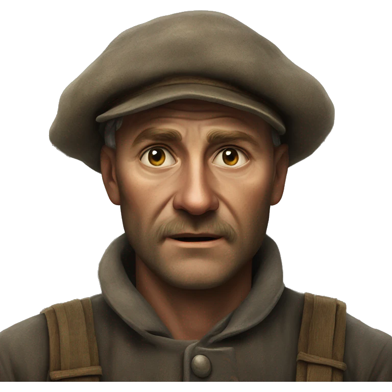 peasant men during the 1917 revolution in Russia photorealistic serious emoji