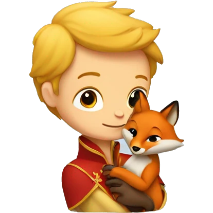 A little prince holds a fox in his arms emoji