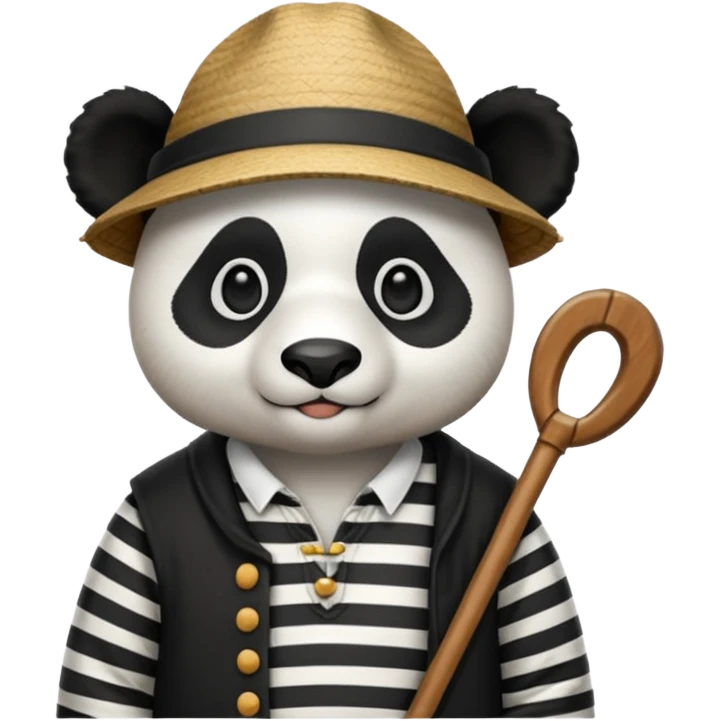 panda wearing gondolier striped shirt emoji