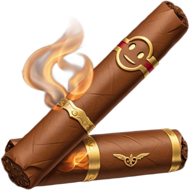 Emoji-style cigar icon, dark brown wrapper, subtle smoke, minimalistic, clean silhouette, metal details, no gold emoji
