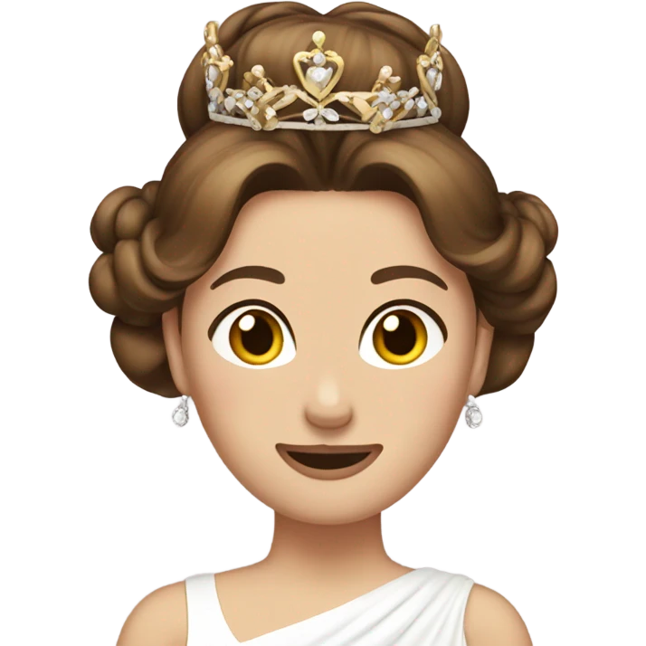 Emily Waltham with brown bun hair with 
bridal crown emoji