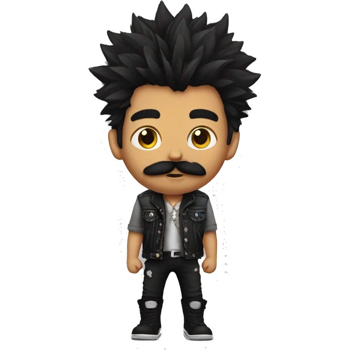 punk boy with shaggy hair and moustache emoji