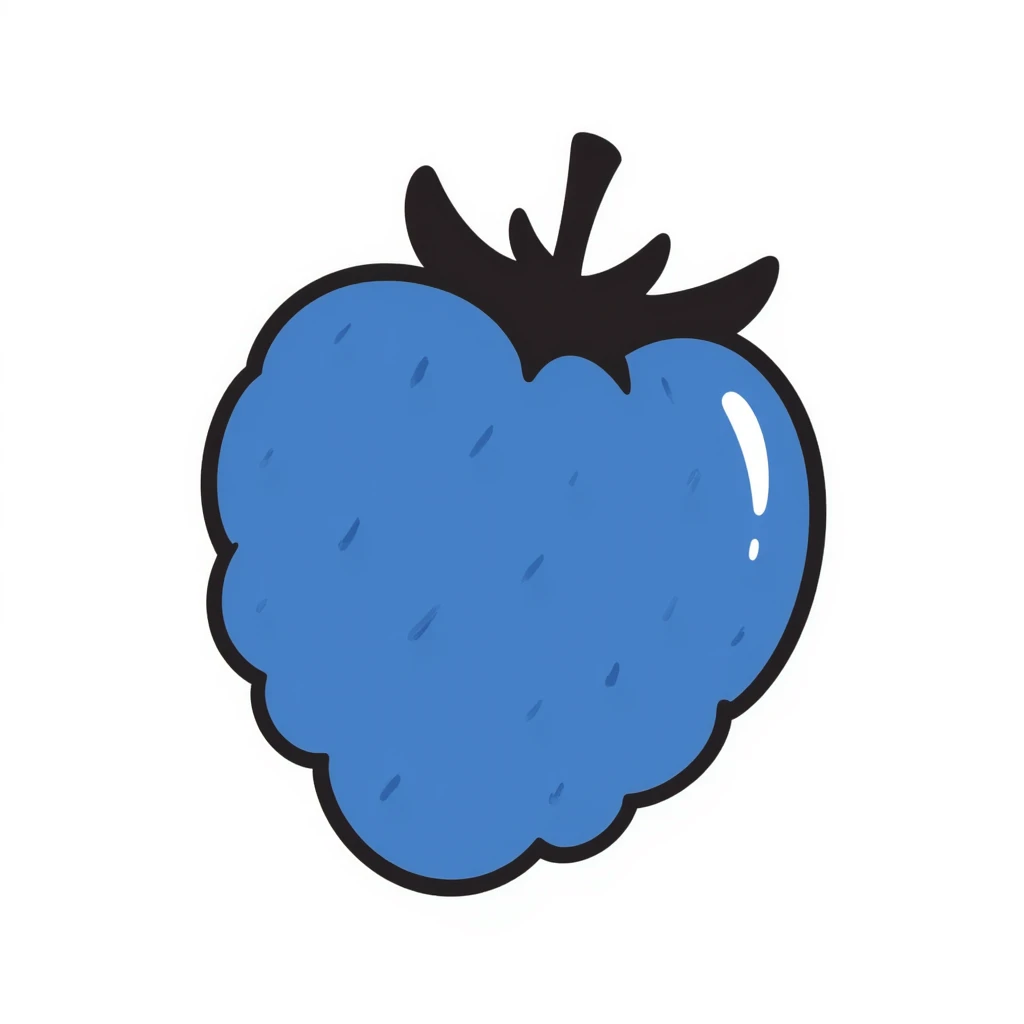 blue raspberry, hand drawn doodle style emoji