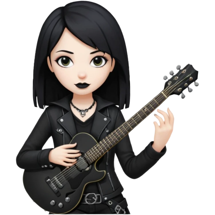 Goth girl with black guitar all in black  emoji