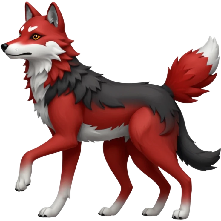 Full body red and black wolf with white accents  emoji