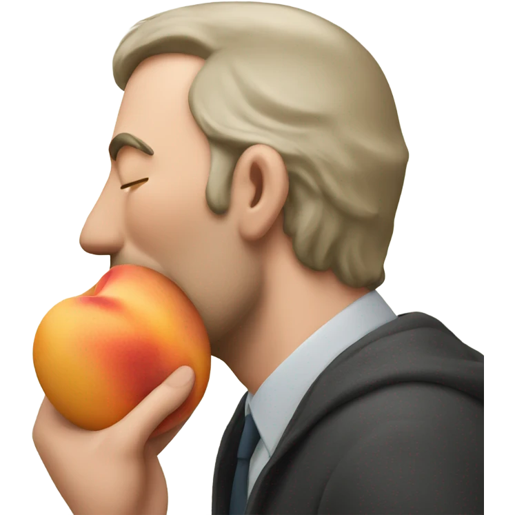 Man kissing a peach emoji