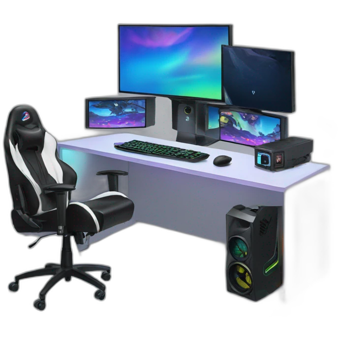 Gaming setup with rgb computer  emoji