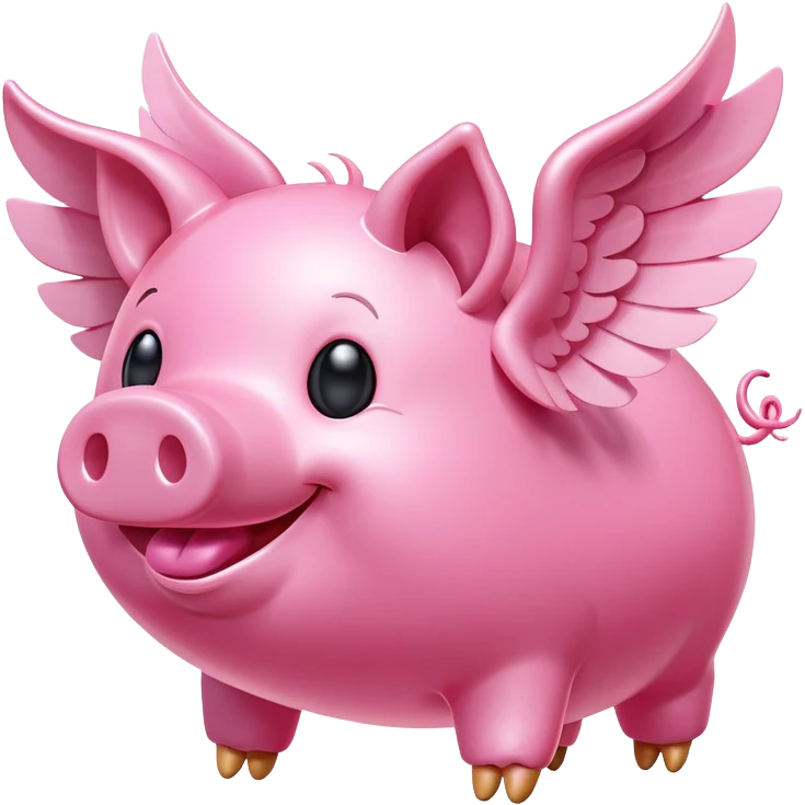 smiley face winged flying pig made of bubblegum emoji