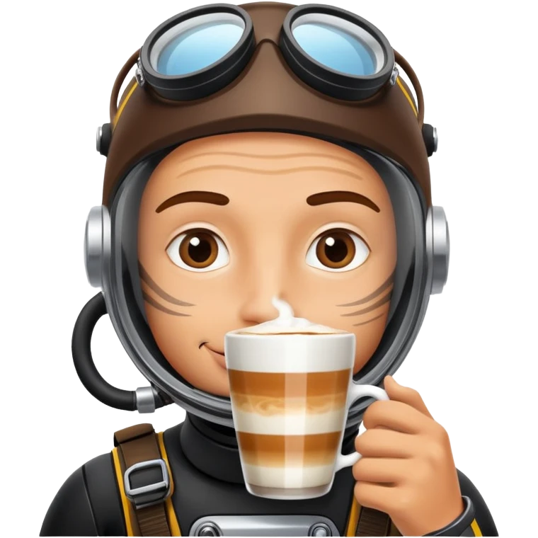 A diver drinks cappuccino. emoji