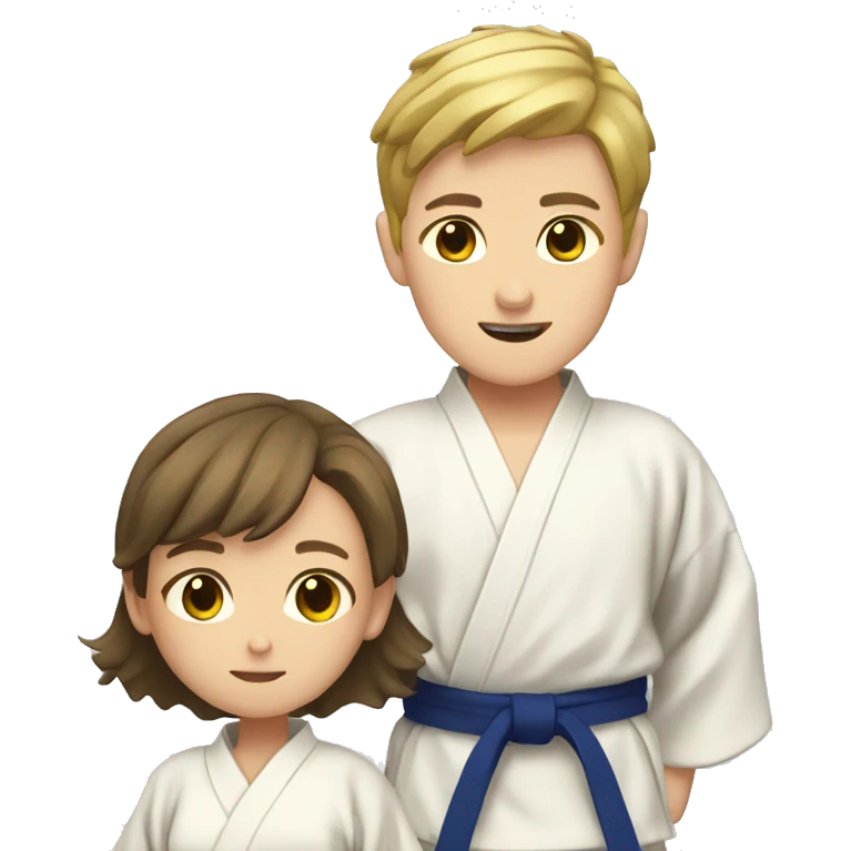 boy with brown hair with blonde girl in kimono judo emoji