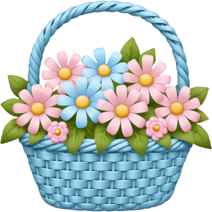 Romantic pastel pink and pastel blue basket  emoji