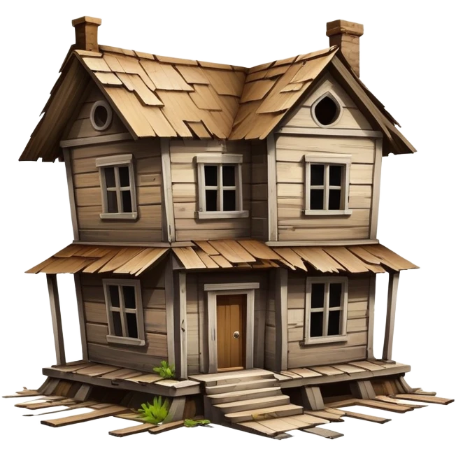 a house merged with a derelict house, split down the middle emoji