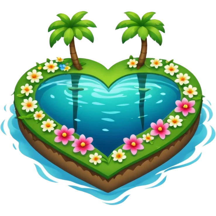 A island heart with green and flowers on it emoji