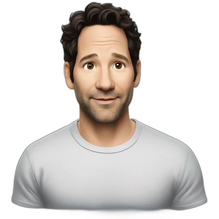 actor Paul Rudd wearing t-shirt emoji