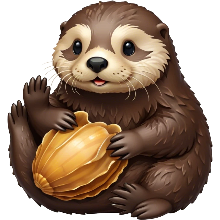 Detailed brown sea otter with shell  emoji