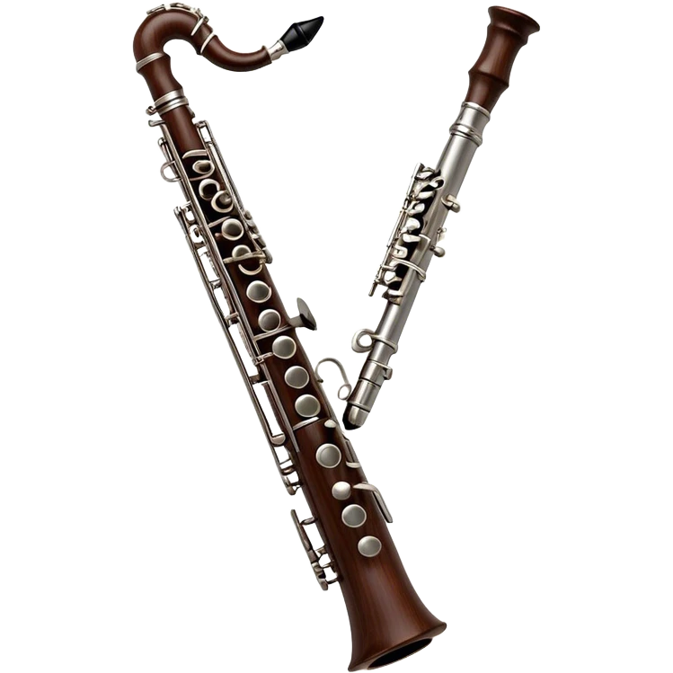 Cinematic Realistic Oboe, slender and elegant dark wood body, silver-plated keys catching soft highlights, delicate reed resting at the top, glowing with refined and classical beauty. emoji