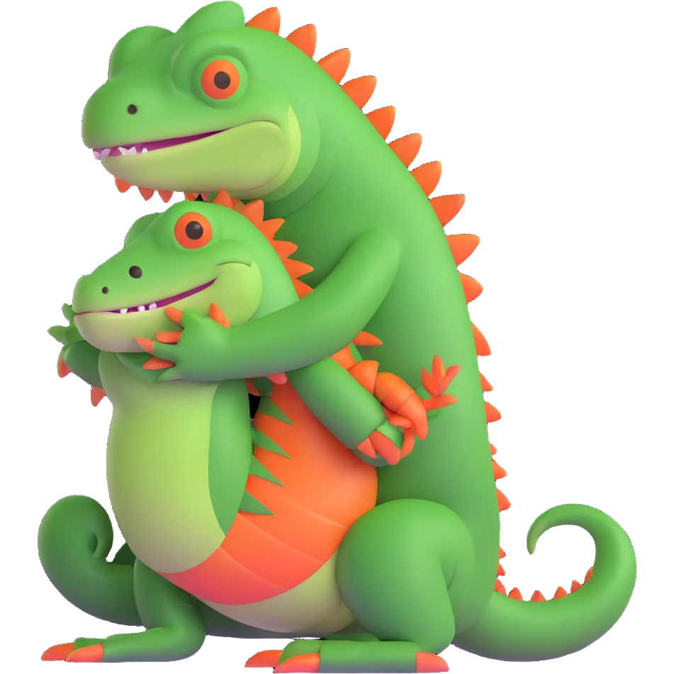 person hugging an iguana emoji