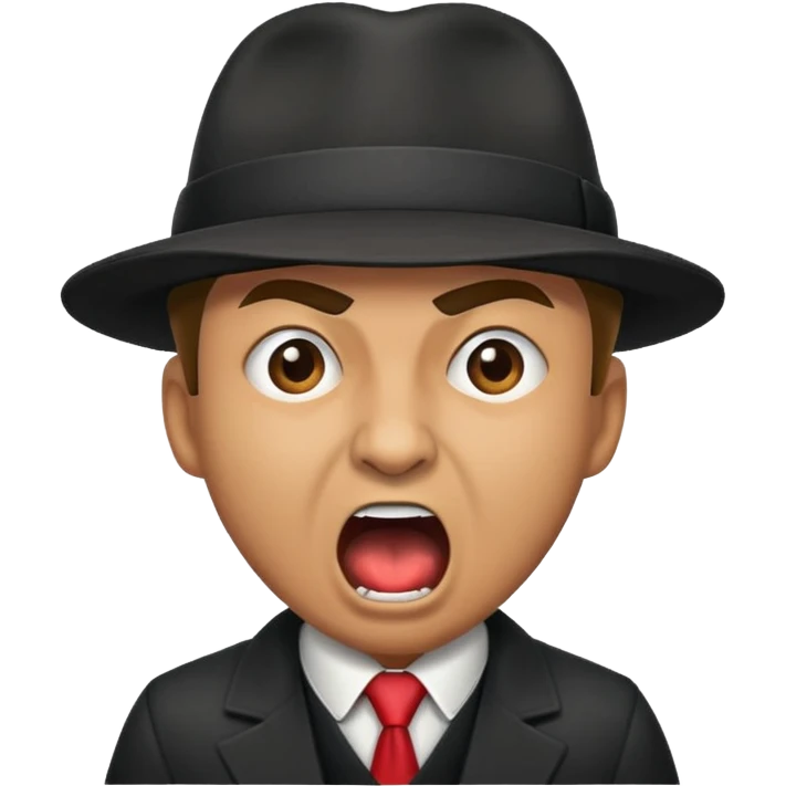 mafia gangster with hat, yelling loudly emoji