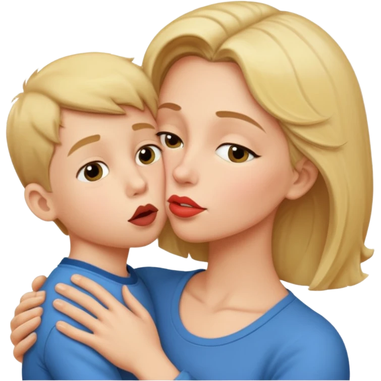 mom kiss son on lips emoji