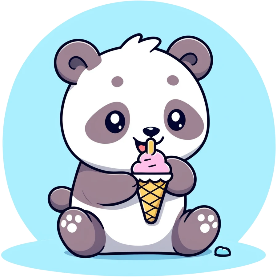 Panda eating ice cream emoji