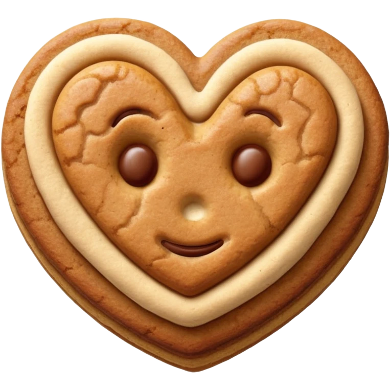 snicker doodle cookie with cinnamon powder on top in a heart shape cookie emoji