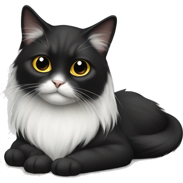 half black and half white long hair cat emoji
